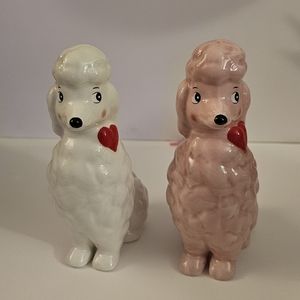 Valentine Ceramic Poodle Spritz Figurines - Target - White & Pink Dog Set - New